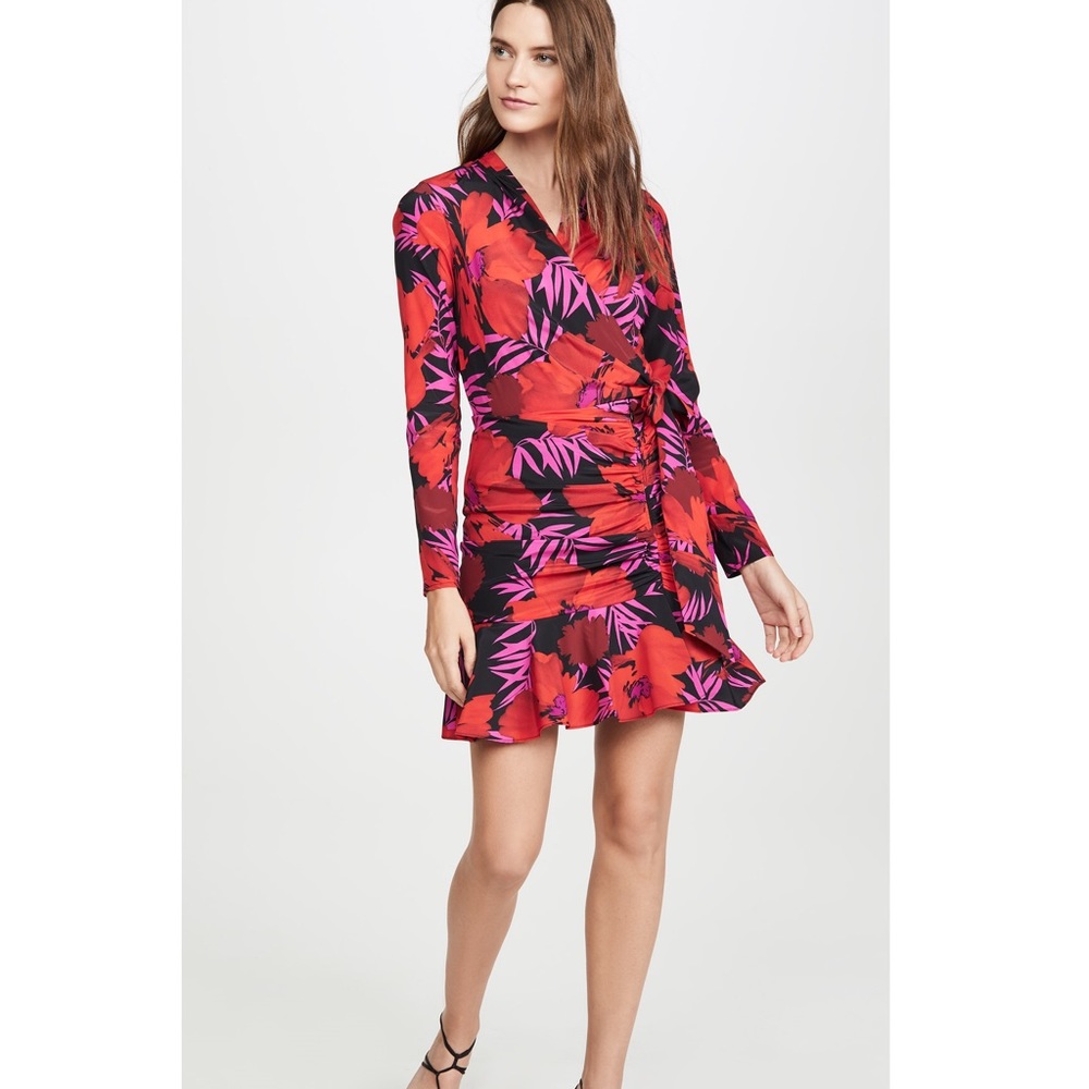 NWT $595 Veronica Beard Lorina Floral Long Sleeve Silk Stretch Dress